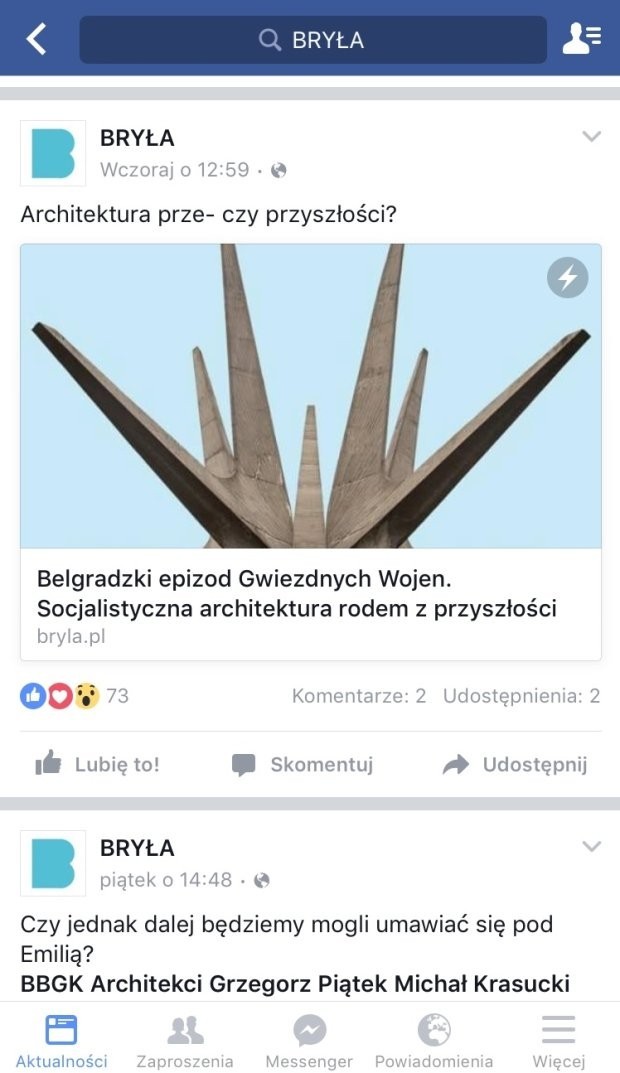 Artykuły serwisu Bryla.pl w usłudze Facebook Instant Articles