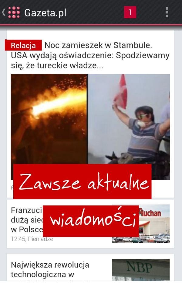 Strumień wiadomości na żywo jedynie w aplikacji Gazeta.pl LIVE