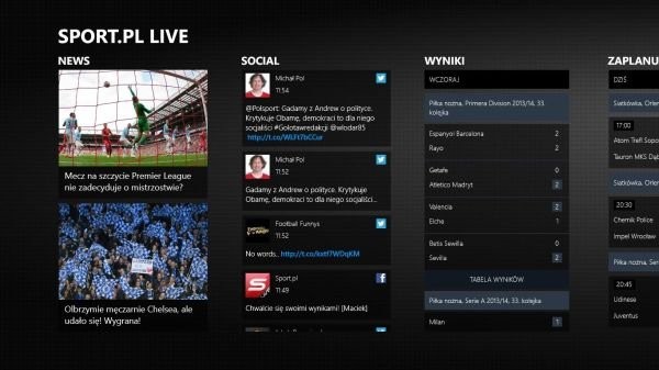 Aplikacja Sport.pl LIVE na tablety i urządzenia z Windows 8