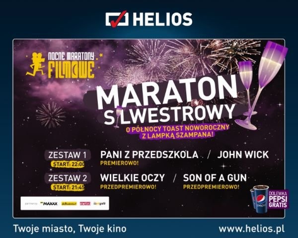 Sylwestrowy Nocny Maraton Filmowy w kinach Helios!
