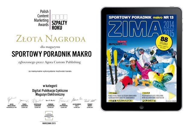 Agora Custom Publishing z nagrodami Polish Content Marketing Awards Szpalty Roku