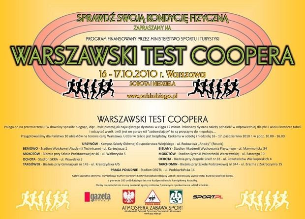 Polska Biega zachęca do udziału w Warszawskim Teście Coopera