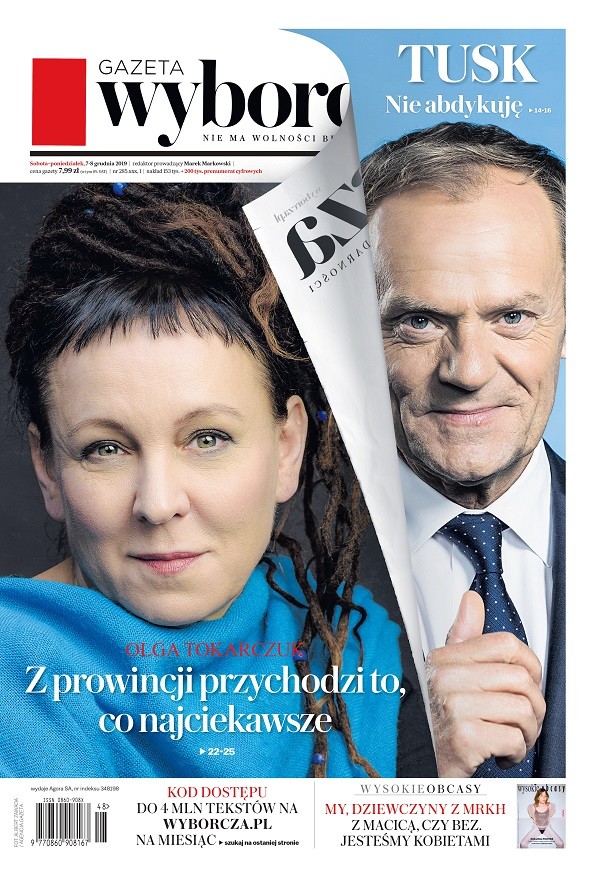 Wywiady z Olgą Tokarczuk i Donaldem Tuskiem już jutro w „Gazecie Wyborczej”