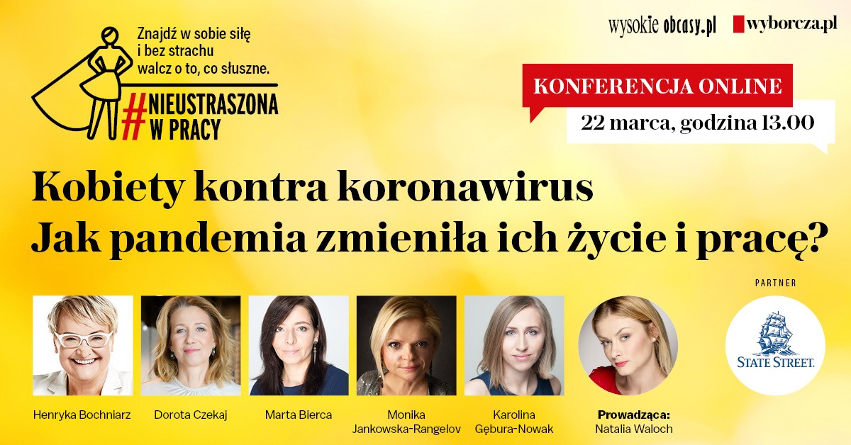 Kobiety kontra koronawirus – „Wysokie Obcasy” i „Gazeta Wyborcza” zapraszają na konferencję online 22 marca br. o godz. 13:00