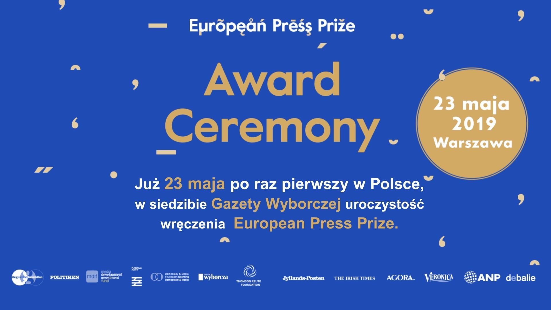 Wręczenie European Press Prize już 23 maja br.! Wyborcza.pl prezentuje rozmowę z jedyną polską dziennikarką z grona nominowanych
