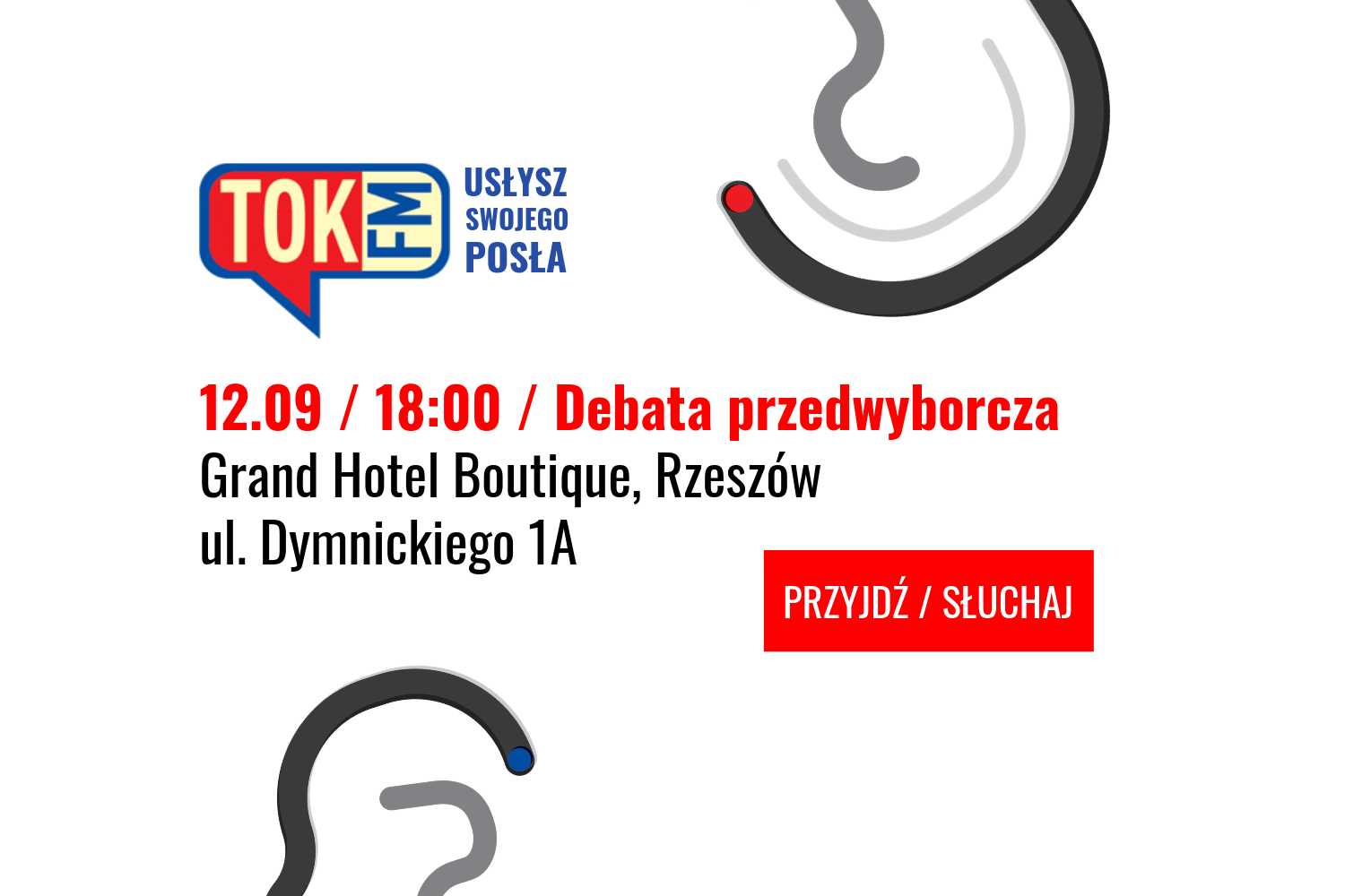 Radio TOK FM zaprasza na pierwszą debatę „Usłysz swojego posła” - w czwartek, 12 września w Rzeszowie