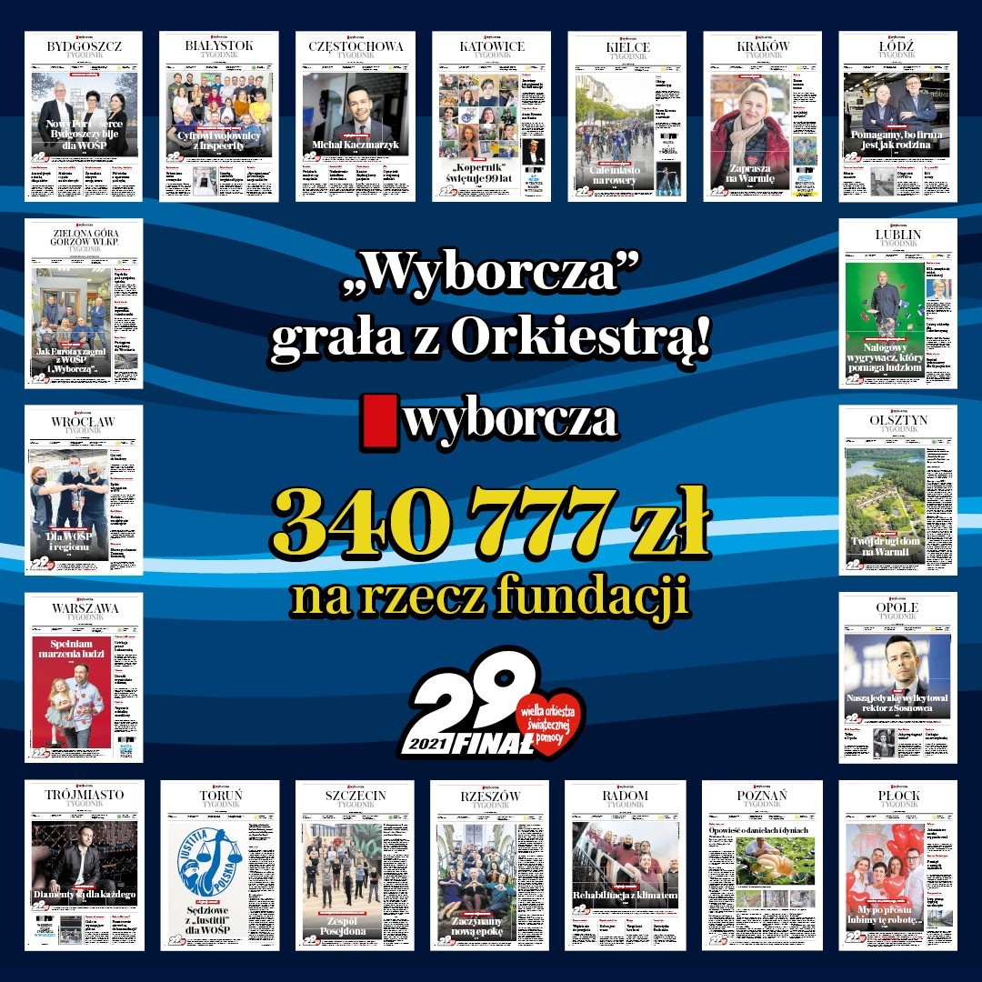 „Gazeta Wyborcza” przekazała na rzecz 29. Finału WOŚP ponad 340 tys. zł