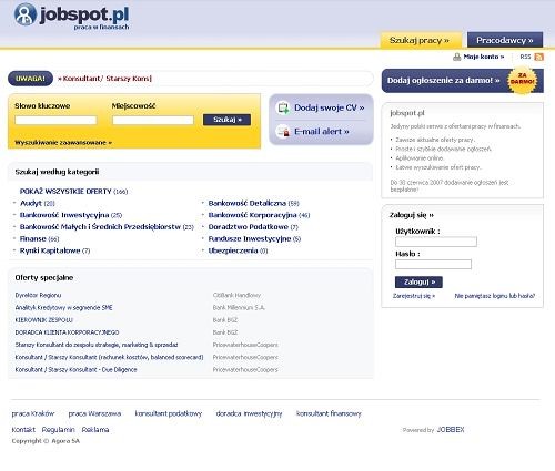 Jobspot.pl - the first recruitment website for finance jobs
