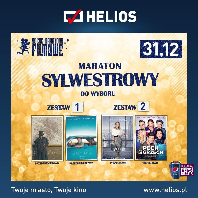 Helios zaprasza na filmowy Maraton Sylwestrowy