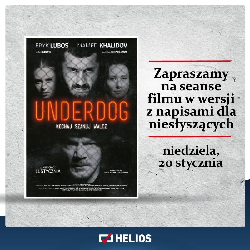 Kina Helios pokażą film „Underdog” w wersji z napisami dla osób niesłyszących