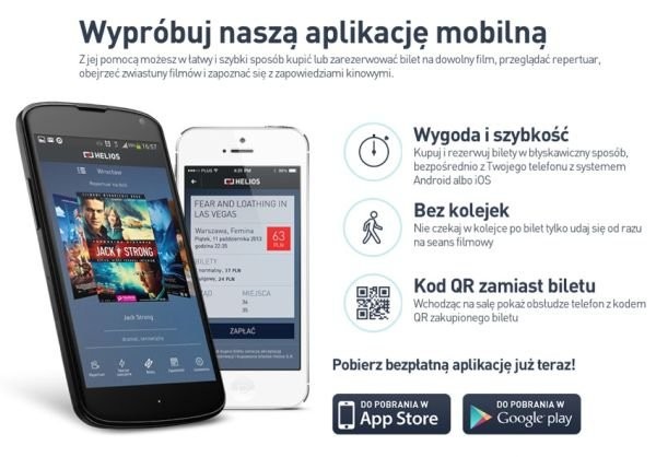 Aplikacja mobilna sieci kin Helios