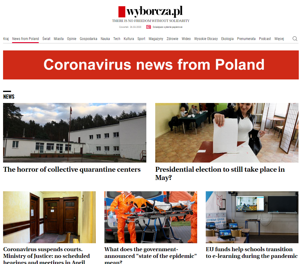 News from Poland - specjalna sekcja na Wyborcza.pl dla obcokrajowców w Polsce