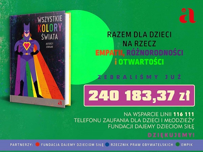 Już 240 tys. zł na wsparcie dzieci i młodzieży zebranych w ramach akcji charytatywnej „Wszystkie kolory świata”