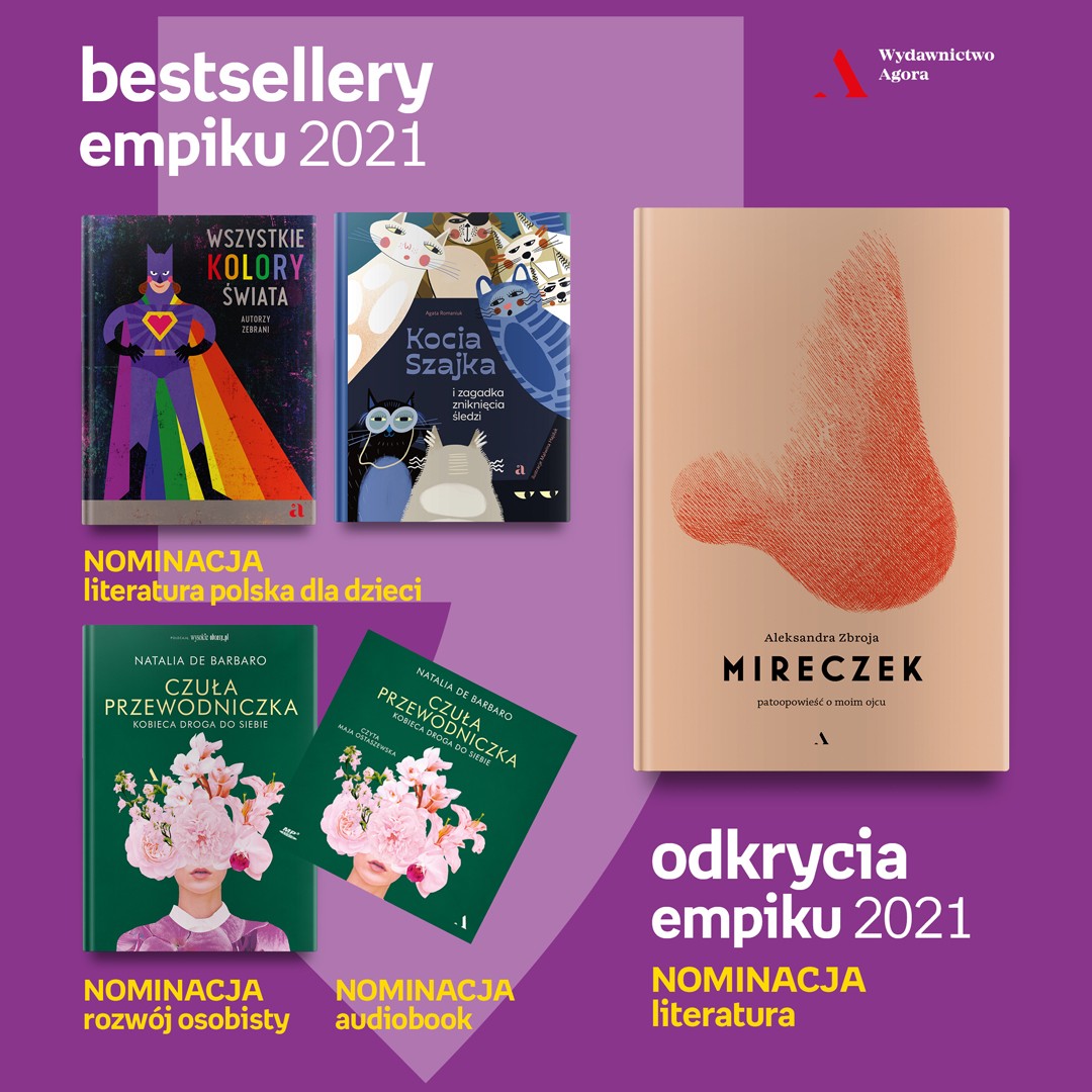 Książki Wydawnictwa Agora z nominacjami do nagród Bestsellery Empiku 2021