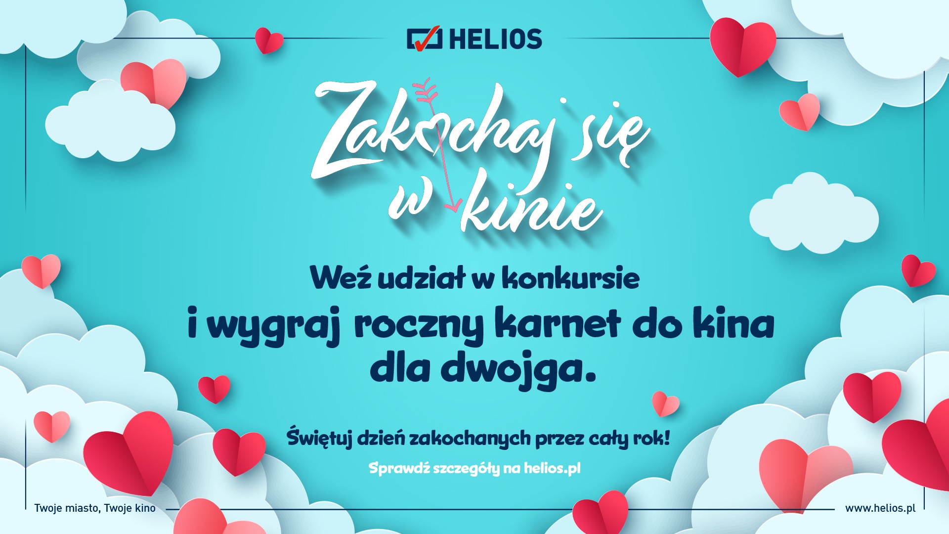 „Zakochaj się w kinie” – Helios zaprasza na lutowe seanse i walentynkowy konkurs