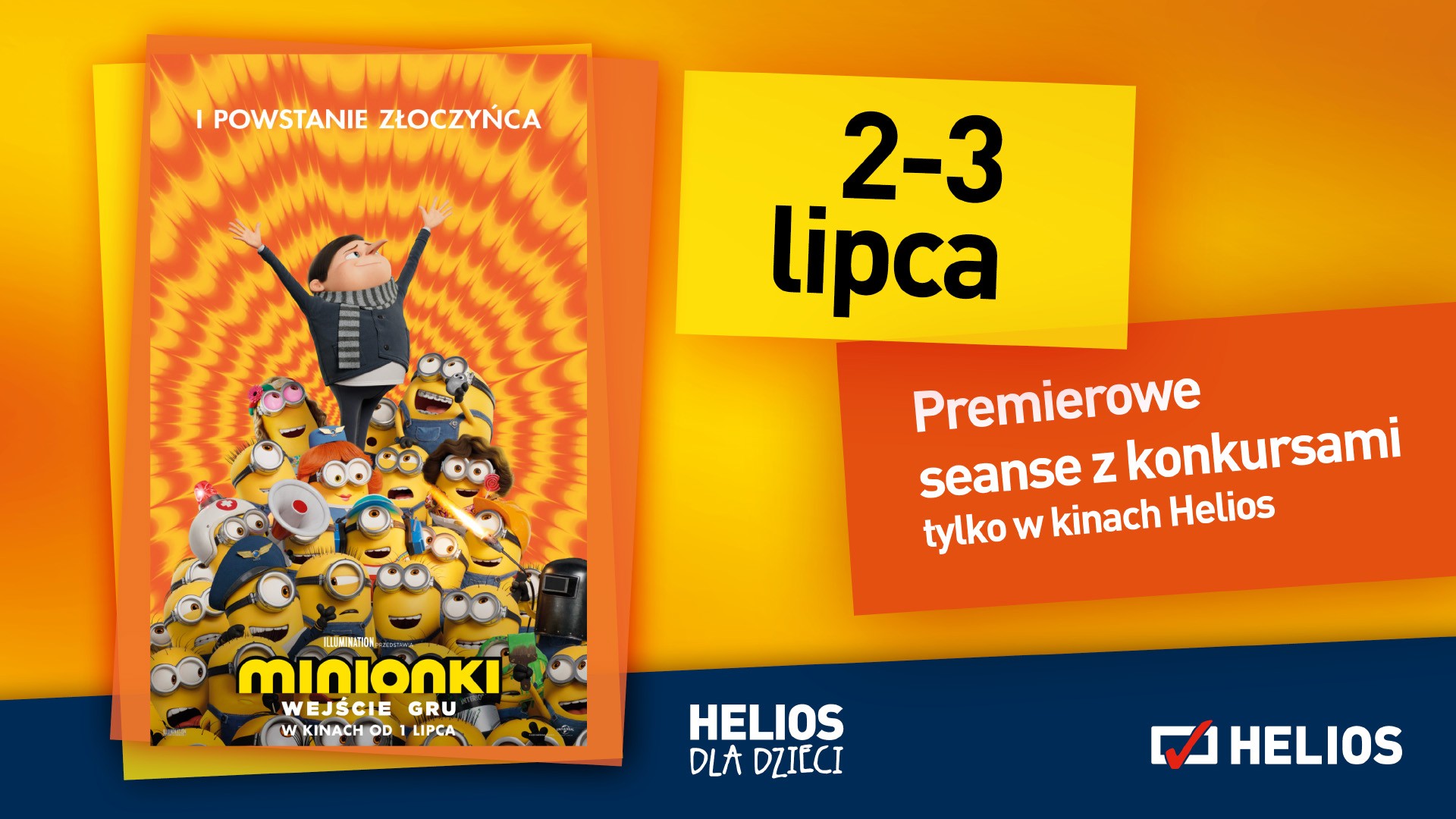 Helios zaprasza na rodzinne seanse hitu „Minionki: wejście Gru” z konkursami