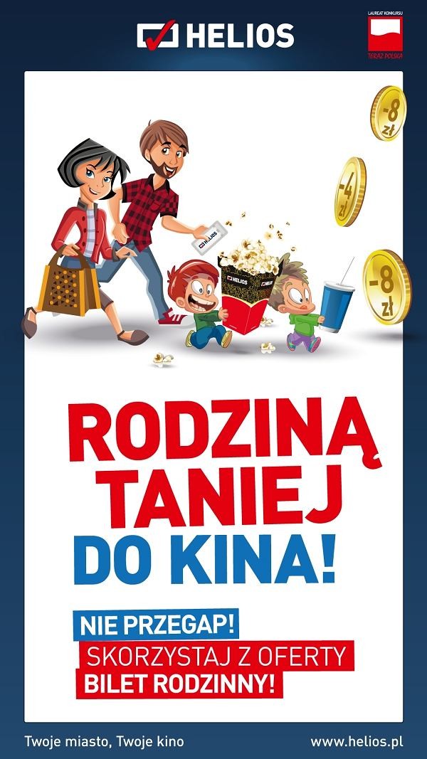 Rodziną taniej do kina! Bilet Rodzinny w sieci kin Helios