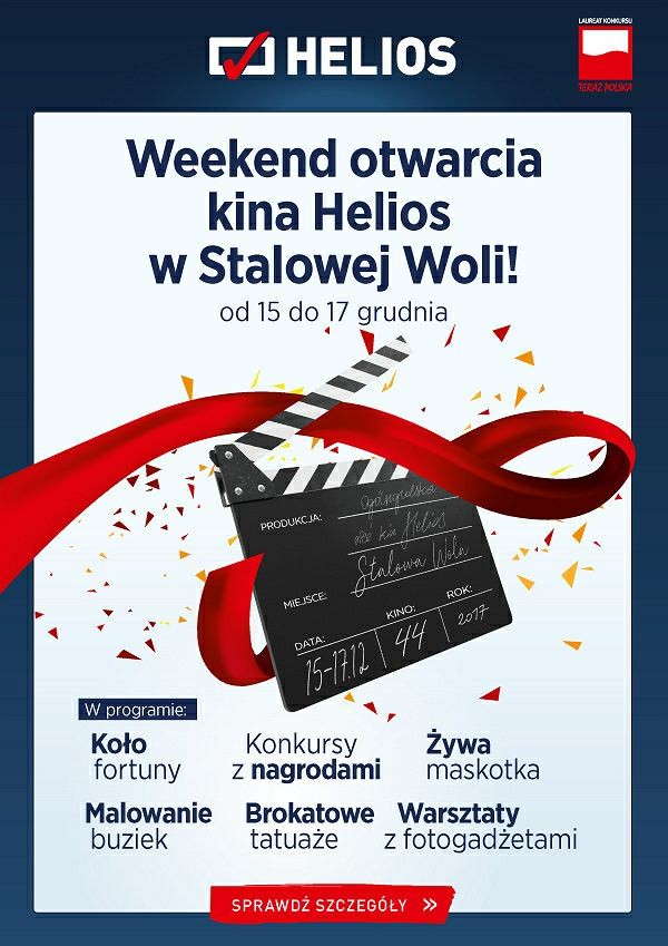 A new Helios multiplex cinema opens on Friday, 15 December 2017 in Stalowa Wola